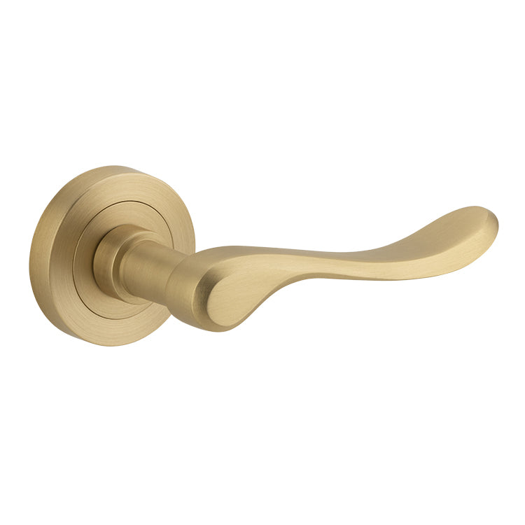 Stirling Lever - Round Rose Satin Brass / Solid Brass