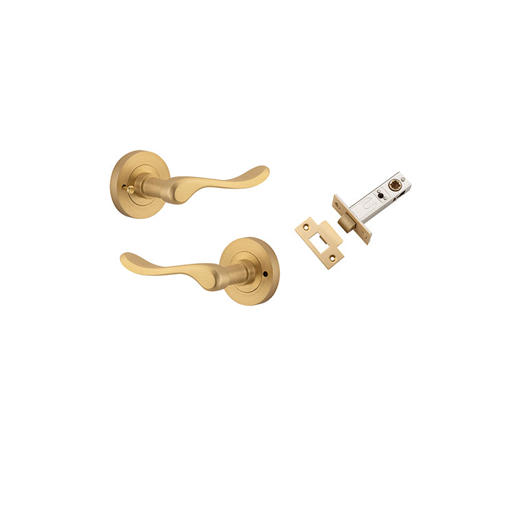 Stirling Lever - Round Rose (Inbuilt Privacy) Satin Brass / Solid Brass