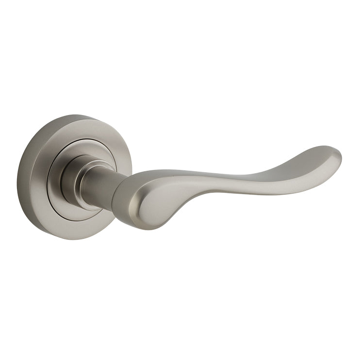 Stirling Lever - Round Rose Satin Nickel / Solid Brass