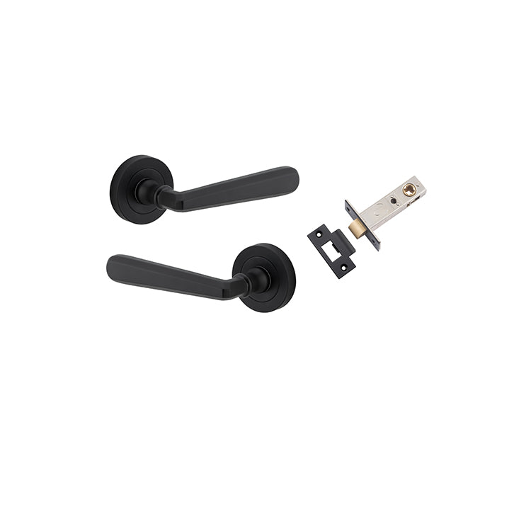 Copenhagen Lever - Round Rose Passage Kit Matt Black / Solid Brass