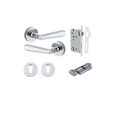 Copenhagen Lever - Round Rose Entrance Kit with Separate High Security Lock Chrome Plated / Solid Brass