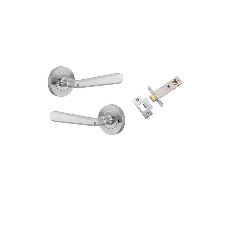 Copenhagen Lever - Round Rose (Inbuilt Privacy) Satin Chrome / Solid Brass