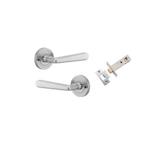 Copenhagen Lever - Round Rose (Inbuilt Privacy) Satin Chrome / Solid Brass