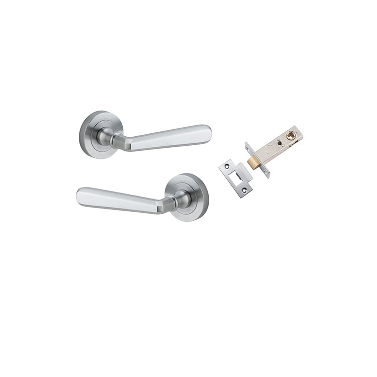 Copenhagen Lever - Round Rose Passage Kit Satin Chrome / Solid Brass