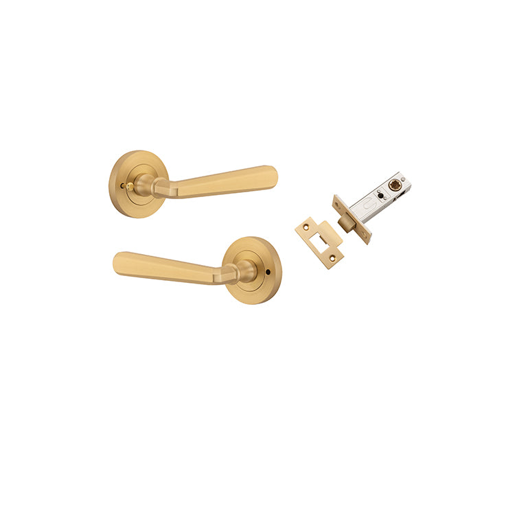 Copenhagen Lever - Round Rose (Inbuilt Privacy) Satin Brass / Solid Brass
