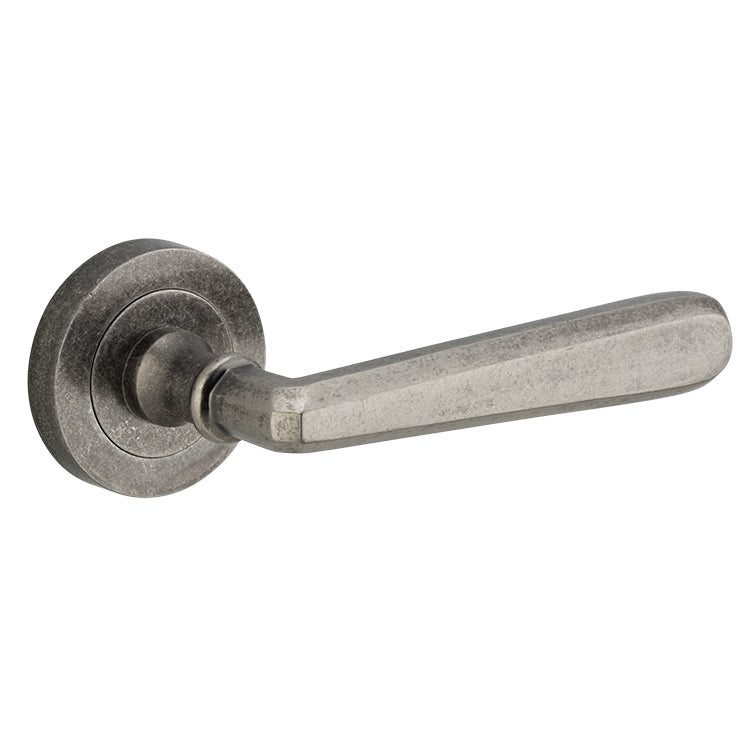 Copenhagen Lever - Round Rose Rumbled Nickel / Solid Brass