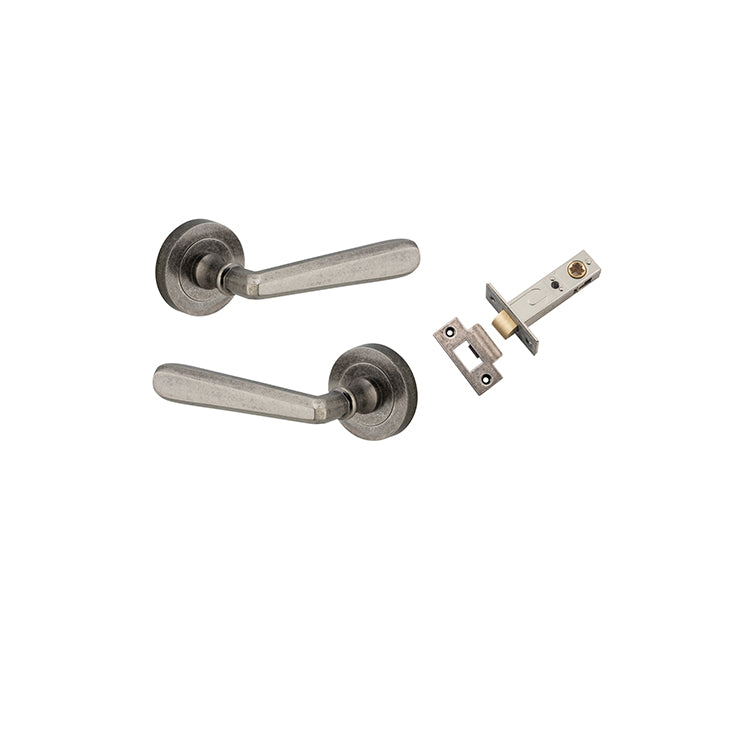 Copenhagen Lever - Round Rose Passage Kit Rumbled Nickel / Solid Brass