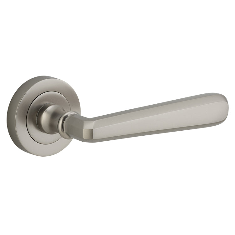 Copenhagen Lever - Round Rose Satin Nickel / Solid Brass