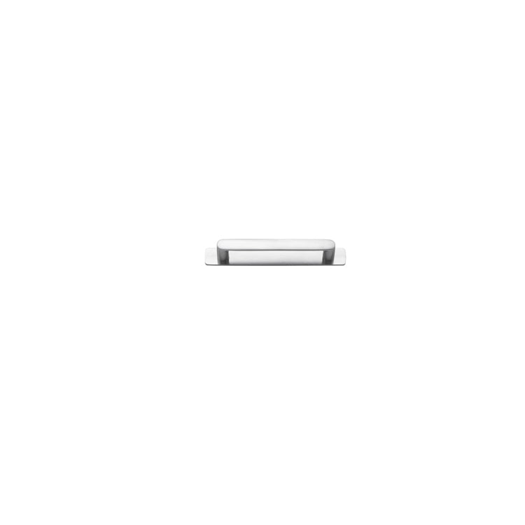 Osaka Cabinet Pull with Backplate - CTC128mm Satin Chrome / Solid Brass