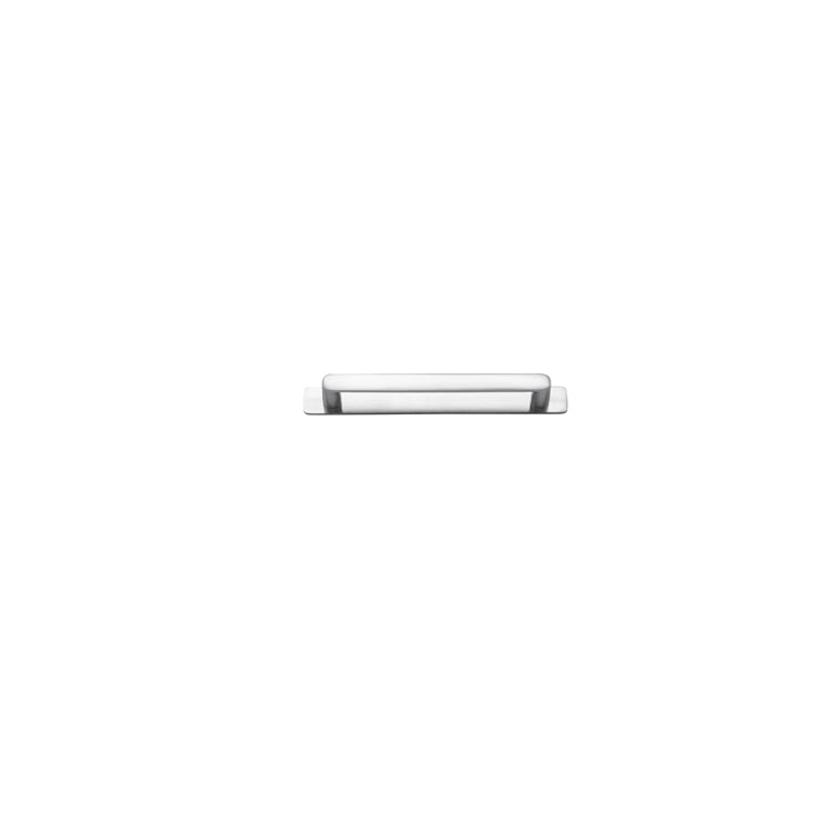 Osaka Cabinet Pull with Backplate - CTC160mm Satin Chrome / Solid Brass
