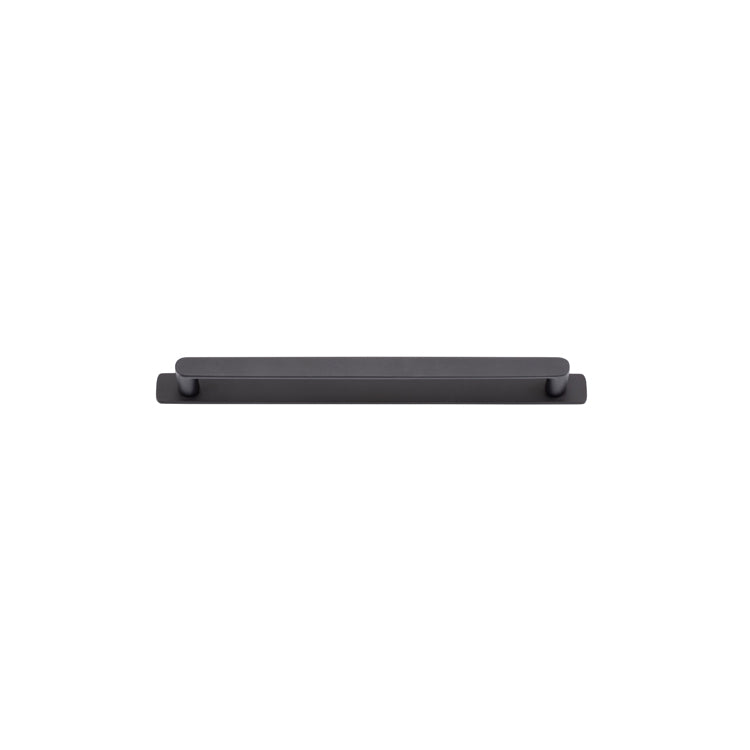 Osaka Cabinet Pull with Backplate - CTC256mm Matt Black / Solid Brass