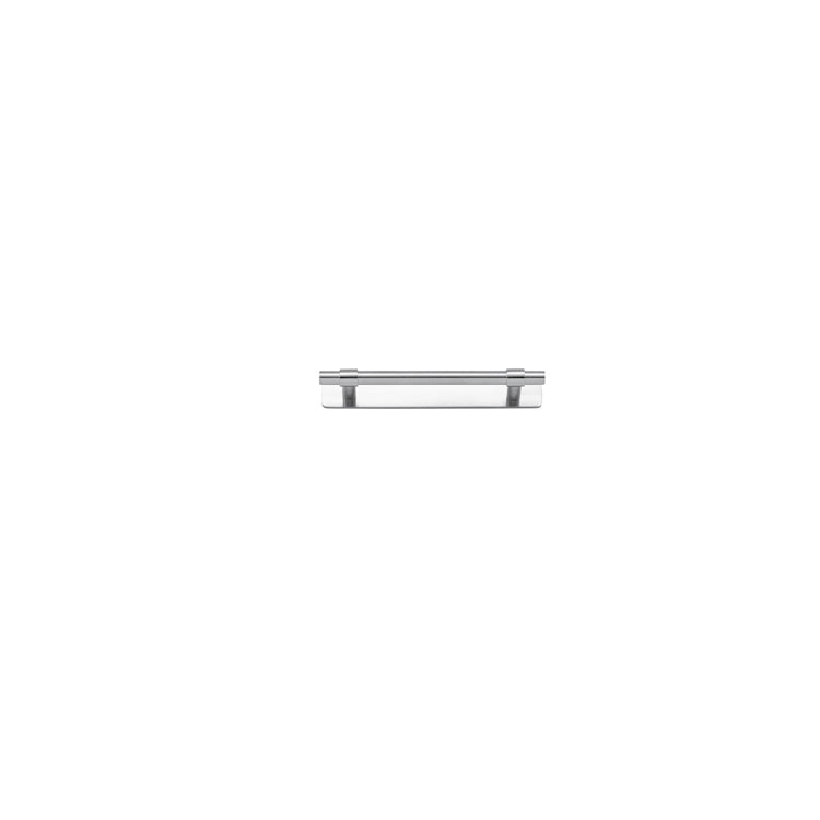 Helsinki Cabinet Pull with Backplate - CTC128mm Satin Chrome / Solid Brass