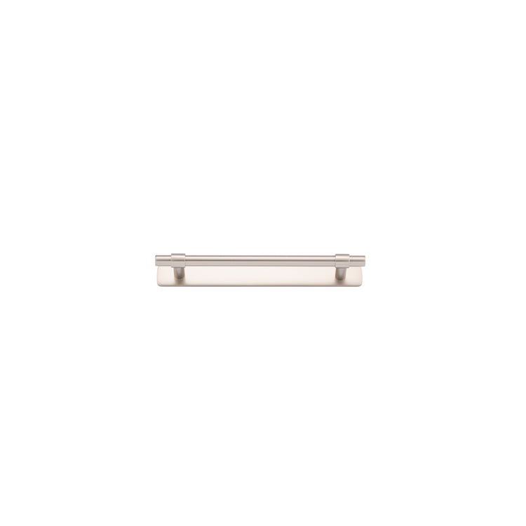 Helsinki Cabinet Pull with Backplate - CTC160mm Satin Nickel / Solid Brass