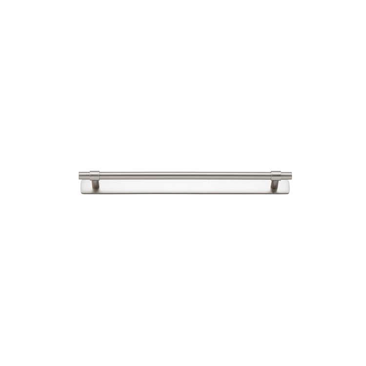 Helsinki Cabinet Pull with Backplate - CTC256mm Satin Nickel / Solid Brass