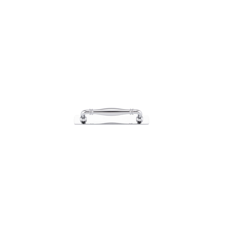 Sarlat Cabinet Pull with Backplate - CTC128mm Chrome Plated / Solid Brass