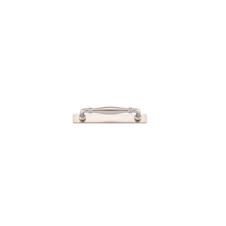 Sarlat Cabinet Pull with Backplate - CTC128mm Satin Nickel / Solid Brass