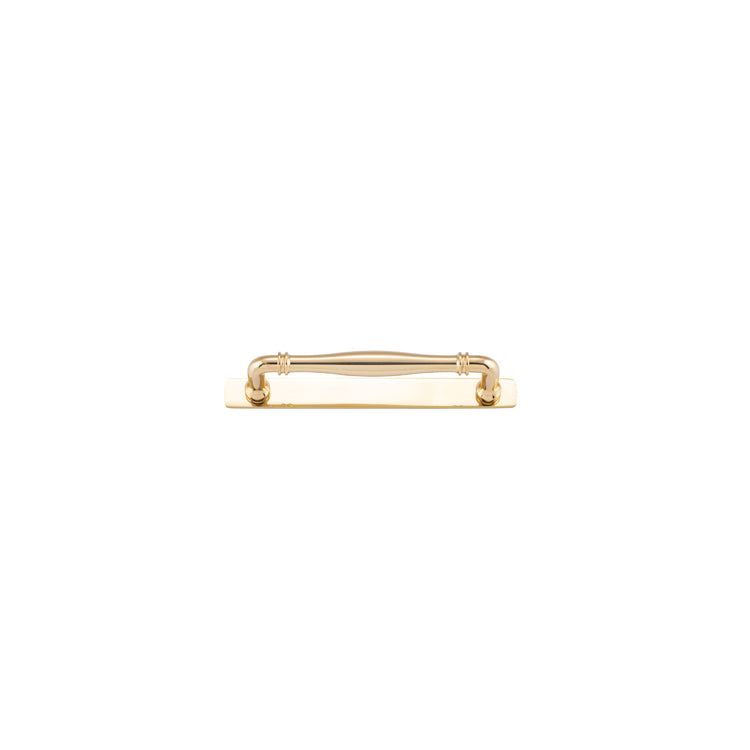 Sarlat Cabinet Pull with Backplate - CTC160mm Polished Brass / Solid Brass