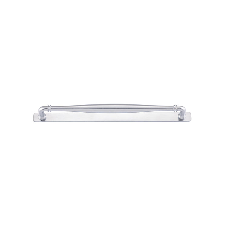 Sarlat Cabinet Pull with Backplate - CTC320mm Satin Chrome / Solid Brass