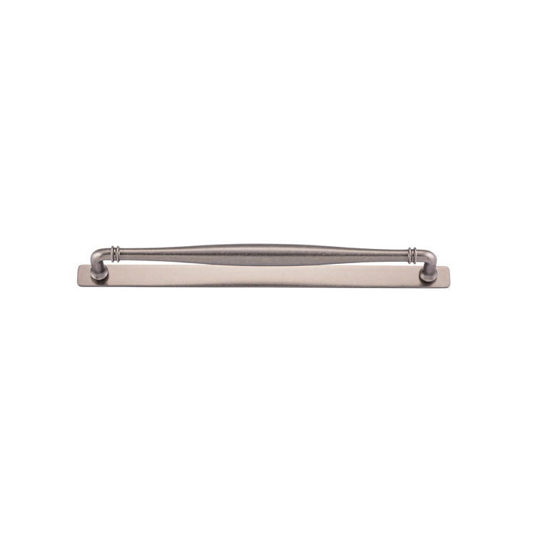 Sarlat Cabinet Pull with Backplate - CTC320mm Rumbled Nickel / Solid Brass