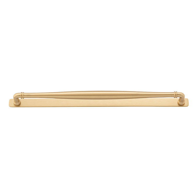 Sarlat Cabinet Pull with Backplate - CTC450mm Satin Brass / Solid Brass