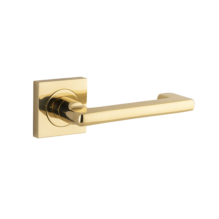 Baltimore Return Lever - Square Rose Polished Brass / Solid Brass