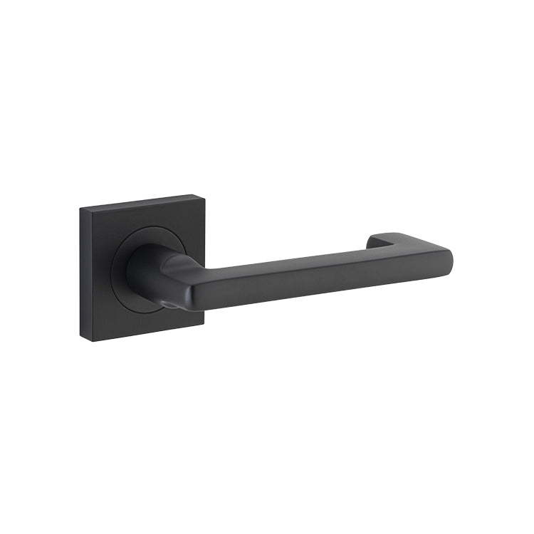 Baltimore Return Lever - Square Rose Matt Black / Solid Brass
