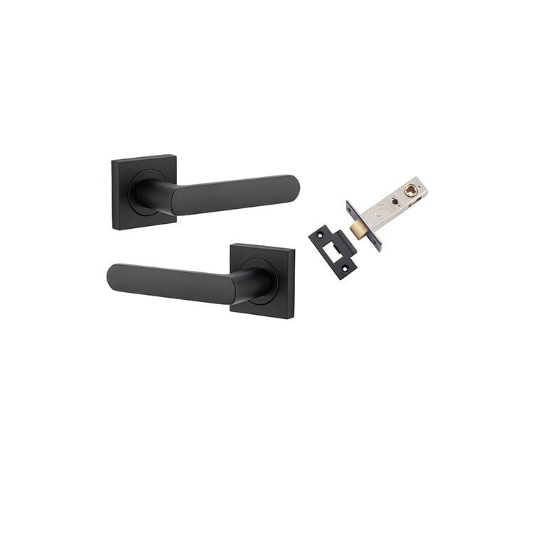 Osaka Lever - Square Rose Passage Kit Matt Black / Solid Brass