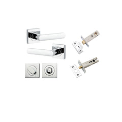 Osaka Lever - Square Rose Privacy Kit with Separate Privacy Turn Chrome Plated / Solid Brass