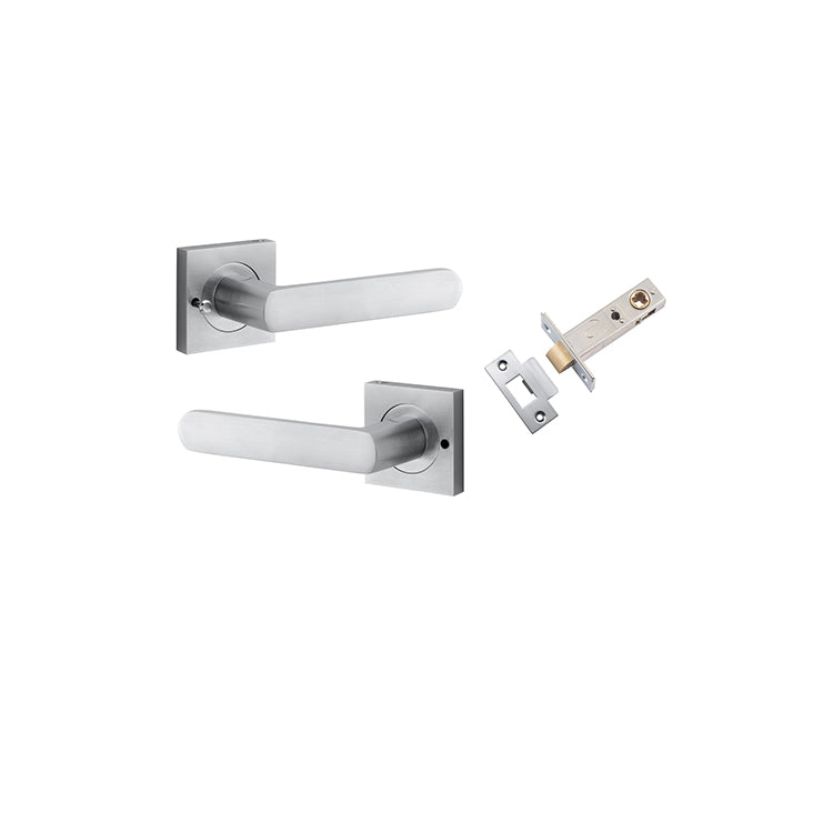 Osaka Lever - Square Rose (Inbuilt Privacy) Satin Chrome / Solid Brass