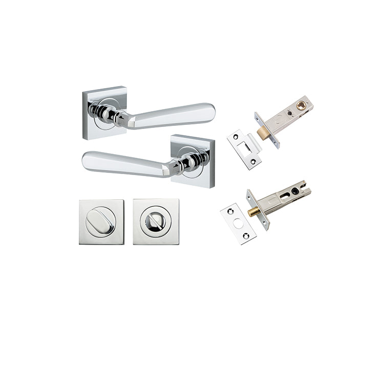Copenhagen Lever - Square Rose Privacy Kit with Separate Privacy Turn Chrome Plated / Solid Brass