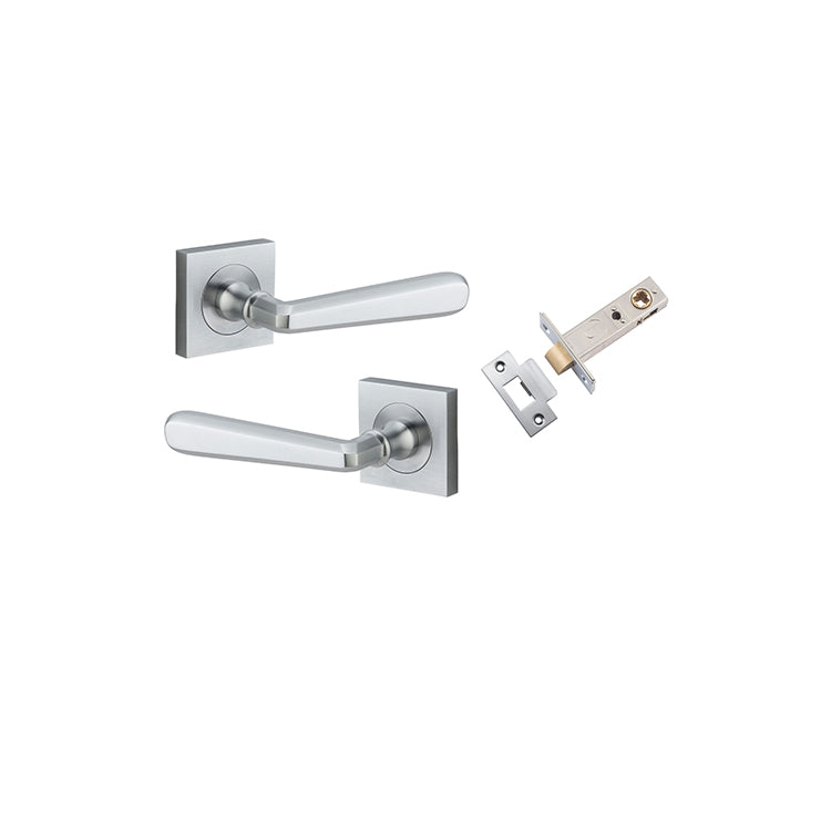 Copenhagen Lever - Square Rose Passage Kit Satin Chrome / Solid Brass
