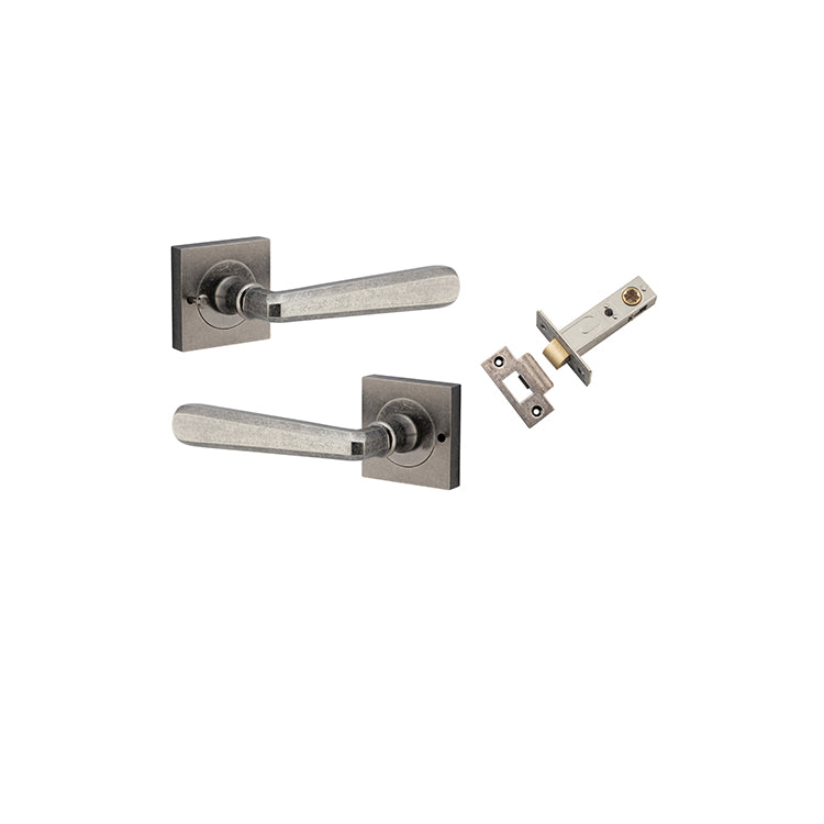 Copenhagen Lever - Square Rose (Inbuilt Privacy) Rumbled Nickel / Solid Brass
