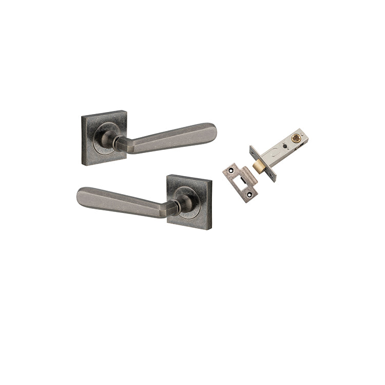 Copenhagen Lever - Square Rose Passage Kit Rumbled Nickel / Solid Brass