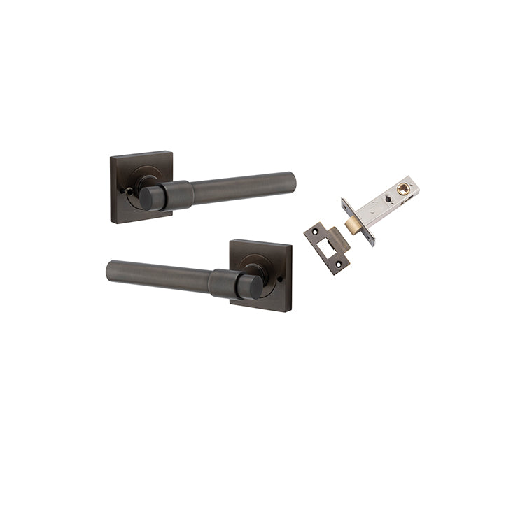 Helsinki Lever - Square Rose (Inbuilt Privacy) Antique Brass / Solid Brass