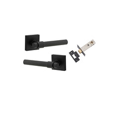 Helsinki Lever - Square Rose Passage Kit Matt Black / Solid Brass