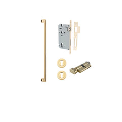 Baltimore Pull Handle - 600mm Entrance Kit with Separate High Security Lock Polished Brass / Solid Brass
