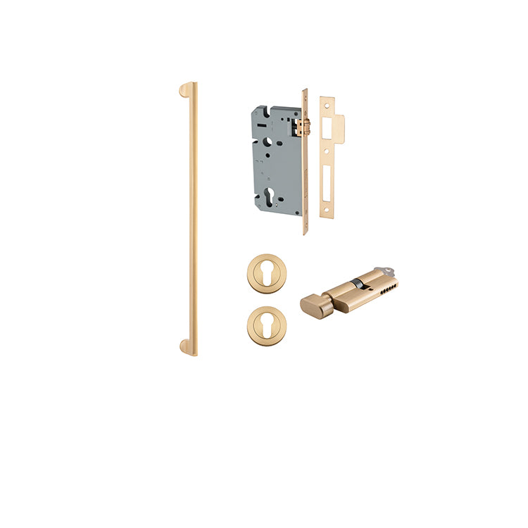 Baltimore Pull Handle - 600mm Entrance Kit with Separate High Security Lock Satin Brass / Solid Brass