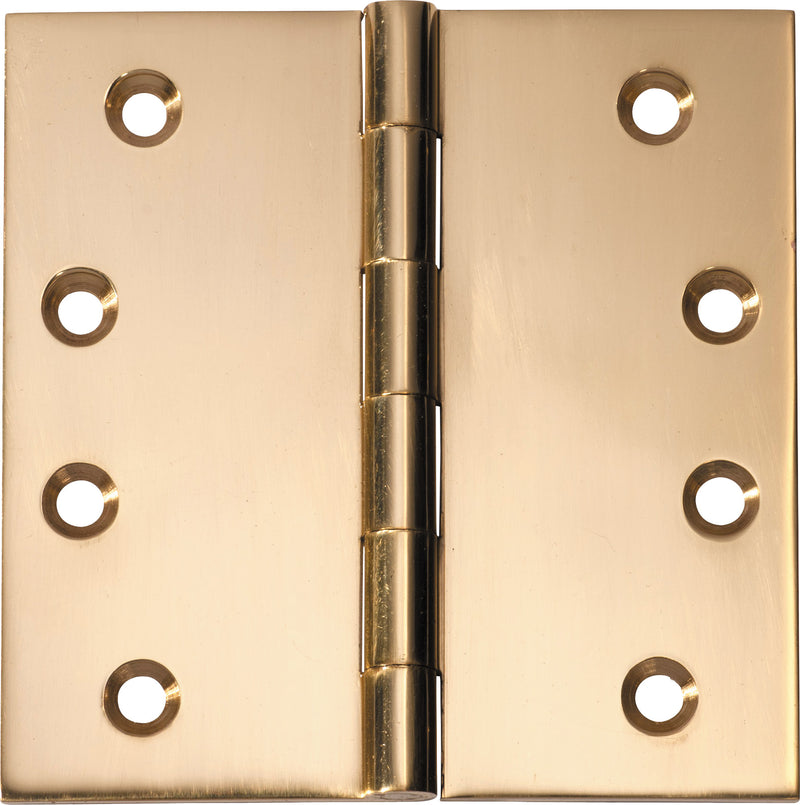 Fixed Pin Hinge Unlacquered Polished Brass / H100xW100mm