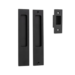 Rectangular Sliding Door Pull Passage Kit Matt Black / Solid Brass
