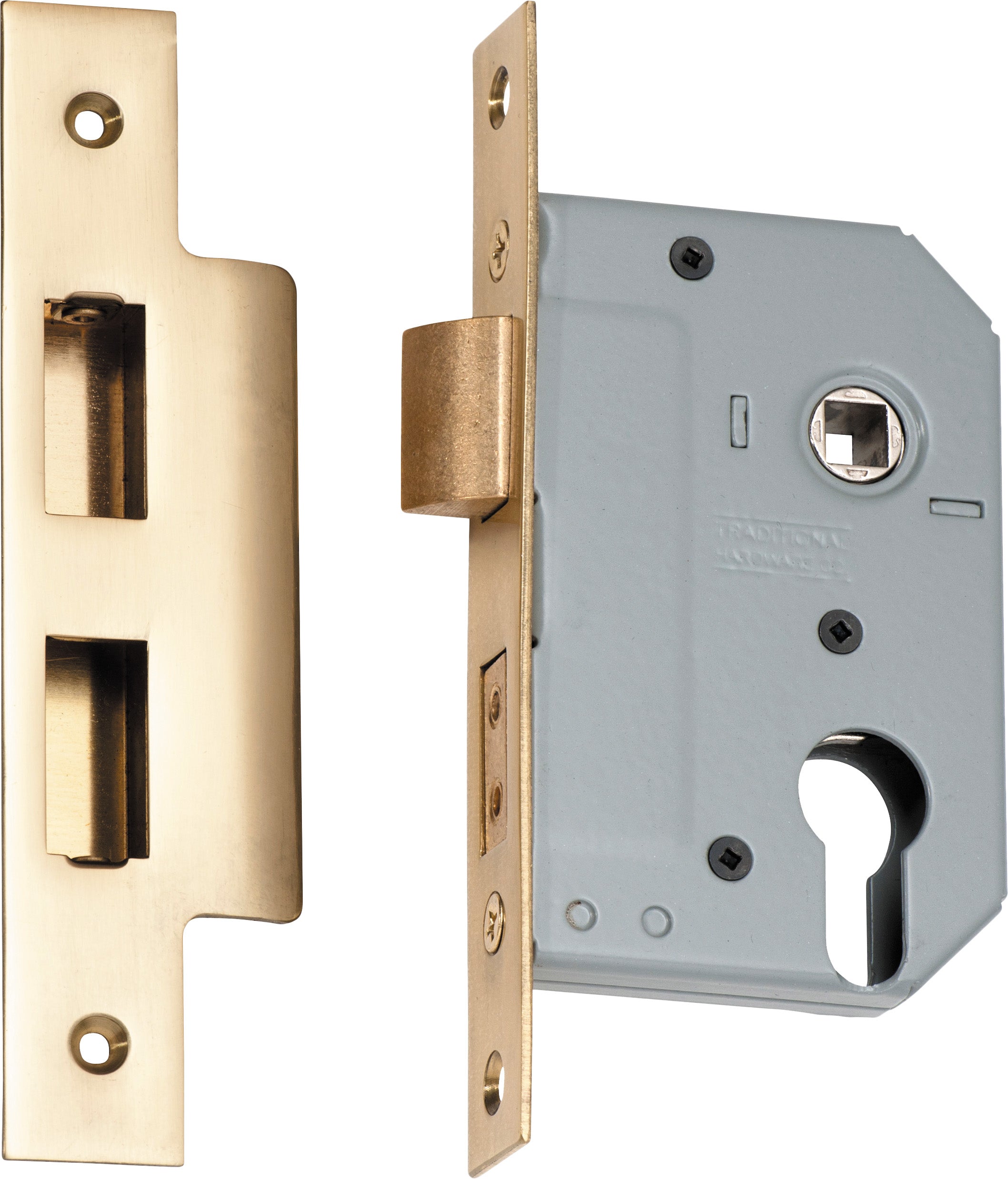 Euro Mortice Lock Polished Brass / Backset 46mm