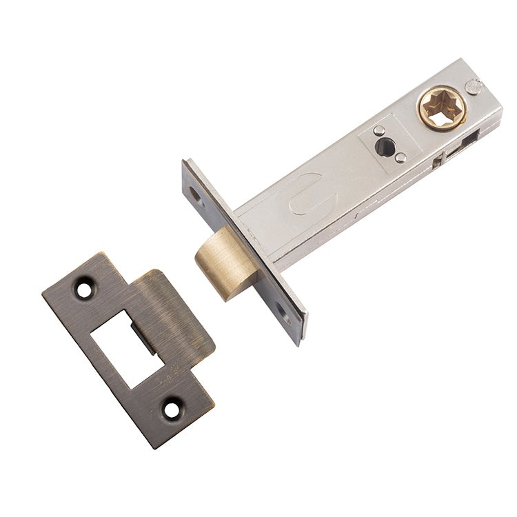 Split Cam Tube Latch - 70mm Backset Antique Brass / Steel & Sheet Brass