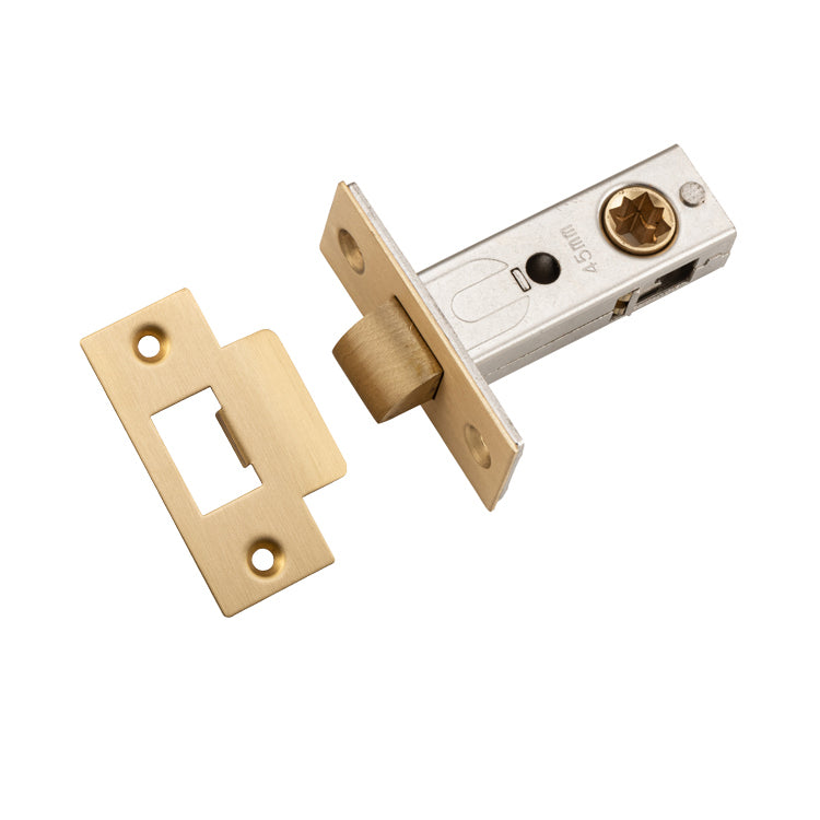 Split Cam Tube Latch - 45mm Backset Satin Brass / Steel & Sheet Brass