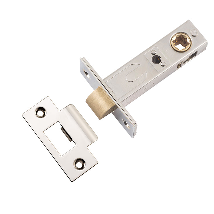 Split Cam Tube Latch - 60mm Backset Polished Nickel / Steel & Sheet Brass