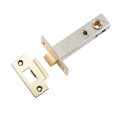 Hard Sprung Split Cam Tube Latch - 70mm Backset Polished Brass / Steel & Sheet Brass