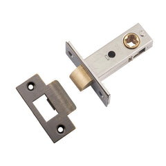 Hard Sprung Split Cam Tube Latch - 45mm Backset Antique Brass / Steel & Sheet Brass