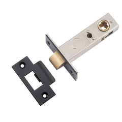 Hard Sprung Split Cam Tube Latch - 60mm Backset Matt Black / Steel & Sheet Brass