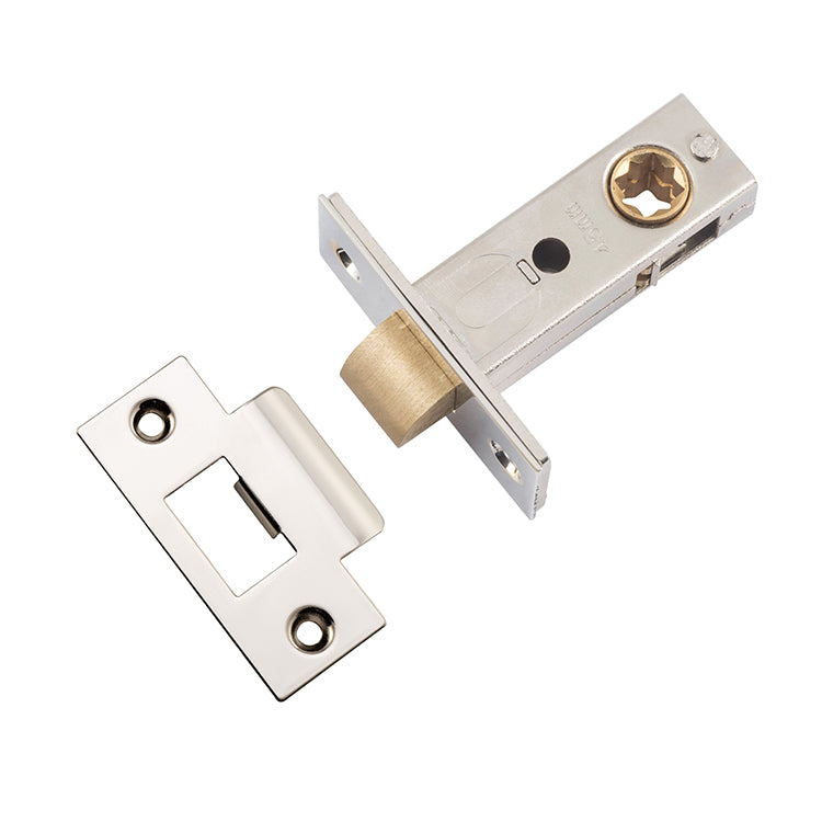 Hard Sprung Split Cam Tube Latch - 45mm Backset Polished Nickel / Steel & Sheet Brass