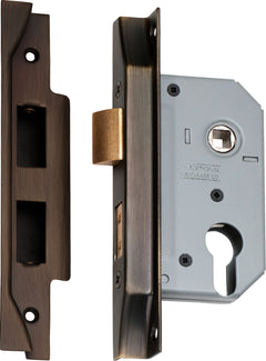 Rebated Euro Mortice Lock Antique Brass / Backset 46mm
