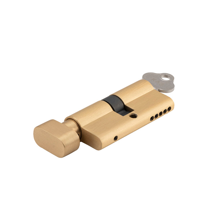 Euro Cylinder Key/Thumb 5 Pin Satin Brass / Brass