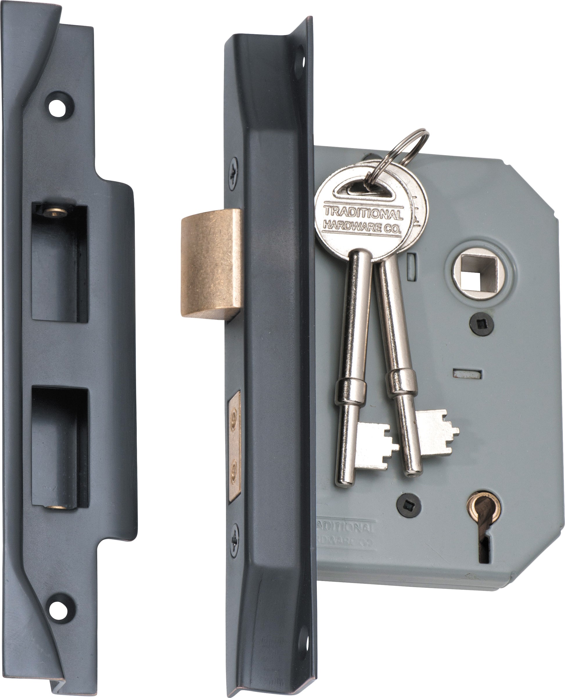 Rebated 5 Lever Mortice Lock Antique Copper / Backset 57mm